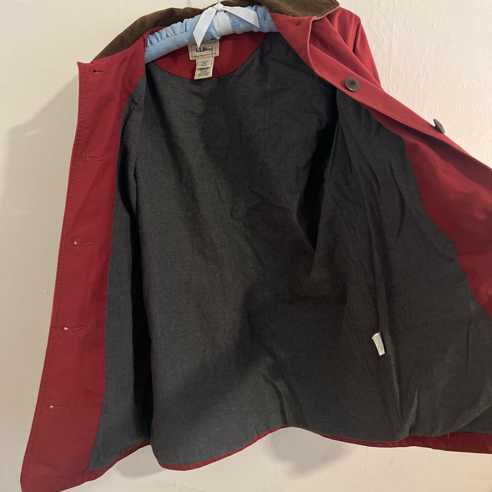 L.L. Bean Red Chore Jacket with Brown Corduroy Collar - Picture 4 of 6